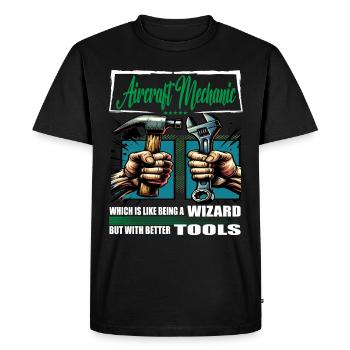 Profession de mécanicien d’aéronefs disant ouvrier - T-shirt Premium bio Homme - noir - Devant - Nico (187cm)
