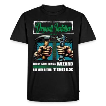 Poseur de cloisons sèches Profession Dire Ouvrier - T-shirt Premium bio Homme - noir - Devant - Nico (187cm)