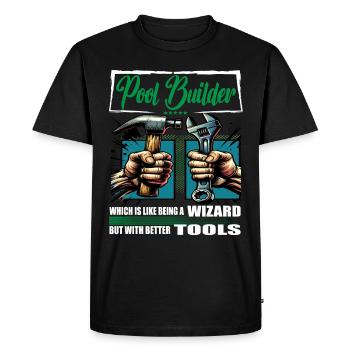Profession de constructeur de piscine disant ouvrier - T-shirt Premium bio Homme - noir - Devant - Nico (187cm)