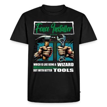 Profession d’installateur de clôtures disant ouvrier - T-shirt Premium bio Homme - noir - Devant - Nico (187cm)