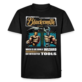 Profession de forgeron disant ouvrier - T-shirt Premium bio Homme - noir - Devant - Nico (187cm)