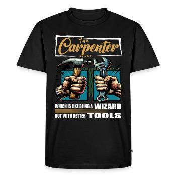 Profession de charpentier disant ouvrier - T-shirt Premium bio Homme - noir - Devant - Nico (187cm)