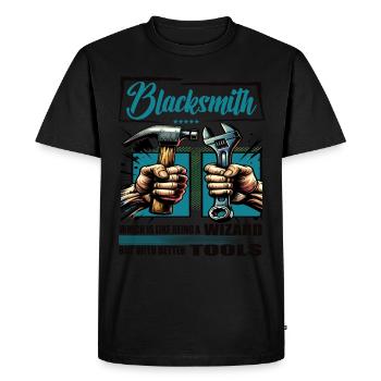 Profession de forgeron disant ouvrier - T-shirt Premium bio Homme - noir - Devant - Nico (187cm)