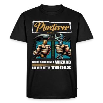 Plâtrier Profession Dire Ouvrier - T-shirt Premium bio Homme - noir - Devant - Nico (187cm)