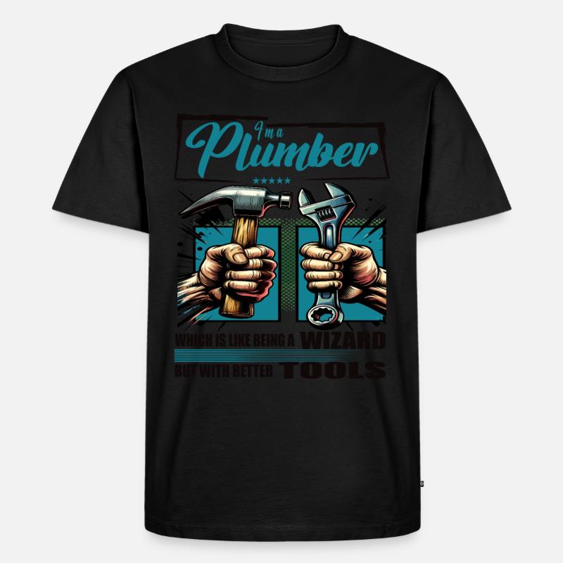 Plumber Beruf Spruch Arbeiter - Männer Premium Bio T-Shirt - Schwarz