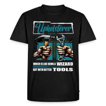Métier de tapissier disant ouvrier - T-shirt Premium bio Homme - noir - Devant - Nico (187cm)