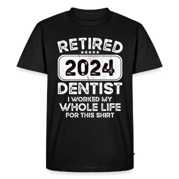 Dentiste retraité 2024 - T-shirt Premium bio Homme - noir - Devant - Nico (187cm)