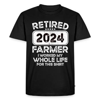 Retired Farmer 2024 - Men's Premium Organic T-Shirt - black - Front - Nico (187cm)