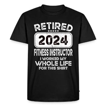 Retired Fitness instructor 2024 - Men's Premium Organic T-Shirt - black - Front - Nico (187cm)