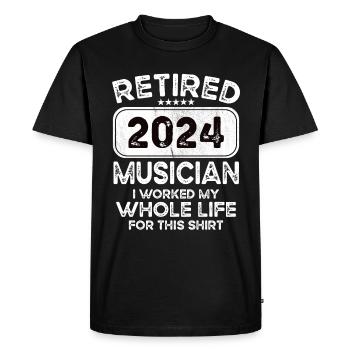 Musicien retraité 2024 - T-shirt Premium bio Homme - noir - Devant - Nico (187cm)