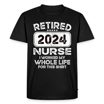 Retired Nurse 2024 - Men's Premium Organic T-Shirt - black - Front - Nico (187cm)