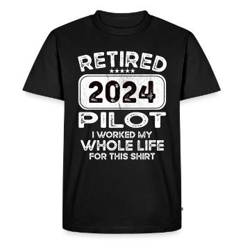 Pilote retraité 2024 - T-shirt Premium bio Homme - noir - Devant - Nico (187cm)