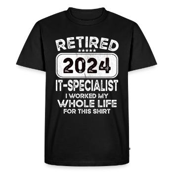 Retired It specialist 2024 - Men's Premium Organic T-Shirt - black - Front - Nico (187cm)