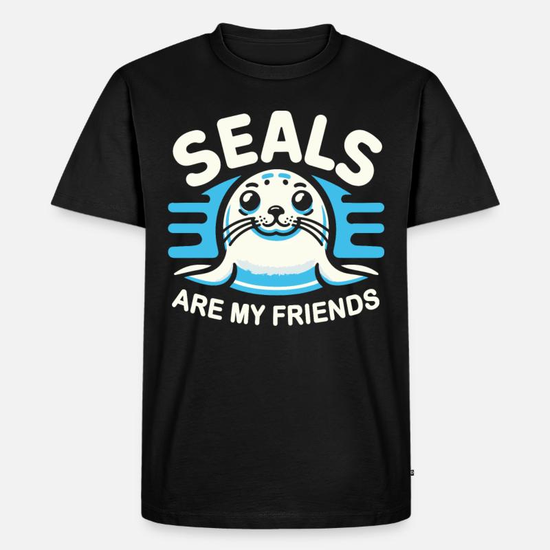 Robbe Robben Tier Seelöwe - Männer Premium Bio T-Shirt - Schwarz