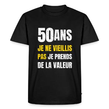 Je ne vieillis pas 50 ans humour - T-shirt Premium bio Homme - noir - Devant - Nico (187cm)