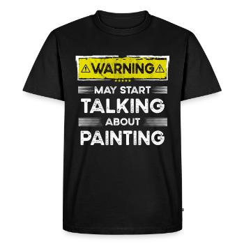 Parler de peinture drôle - T-shirt Premium bio Homme - noir - Devant - Nico (187cm)