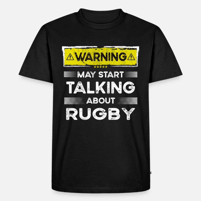 Talking about Rugby funny - Männer Premium Bio T-Shirt - Schwarz