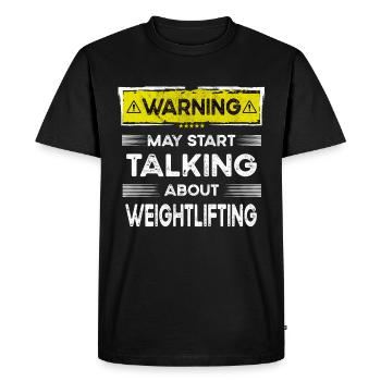 Parler d’haltérophilie drôle - T-shirt Premium bio Homme - noir - Devant - Nico (187cm)