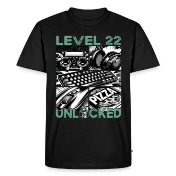 Anniversaire Niveau 22 Jeux débloqués et jeux - T-shirt Premium bio Homme - noir - Devant - Nico (187cm)