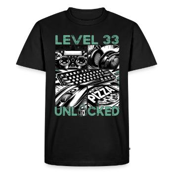 Birthday Level 33 Unlocked Gaming & Gaming - Men's Premium Organic T-Shirt - black - Front - Nico (187cm)