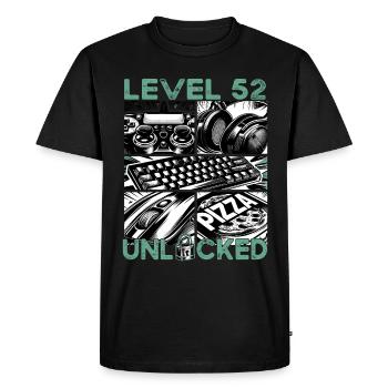 Birthday Level 52 Unlocked Gaming & Gamer - Men's Premium Organic T-Shirt - black - Front - Nico (187cm)