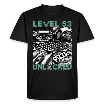 Birthday Level 53 Unlocked Gaming & Gamers - Men's Premium Organic T-Shirt - black - Front - Nico (187cm)