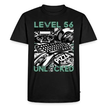 Birthday Level 56 Unlocked Gaming & Gamer - Men's Premium Organic T-Shirt - black - Front - Nico (187cm)