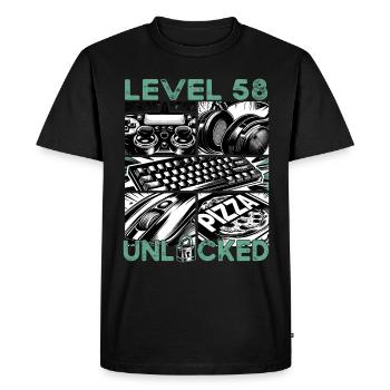 Birthday Level 58 Unlocked Gaming & Gamer - Men's Premium Organic T-Shirt - black - Front - Nico (187cm)