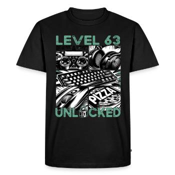 Birthday Level 63 Unlocked Gaming & Gamblers - Men's Premium Organic T-Shirt - black - Front - Nico (187cm)