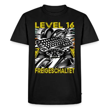Niveau d’anniversaire 16 Jeux et joueurs débloqués - T-shirt Premium bio Homme - noir - Devant - Nico (187cm)