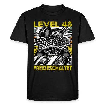Birthday Level 48 Unlocked Gaming & Gaming - Men's Premium Organic T-Shirt - black - Front - Nico (187cm)