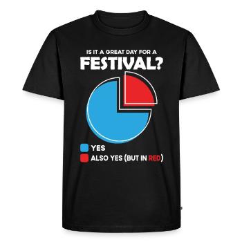 Est-ce un grand jour pour le festival ? - T-shirt Premium bio Homme - noir - Devant - Nico (187cm)