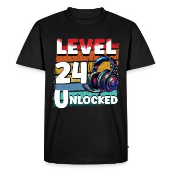 Gaming Birthday Level 24 Unlocked Gamer - Men's Premium Organic T-Shirt - black - Front - Nico (187cm)