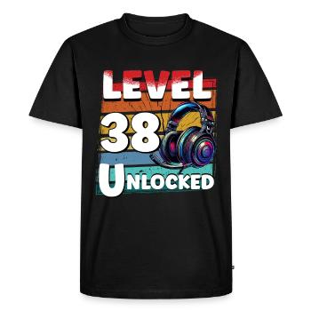 Gaming Birthday Niveau 38 Joueur débloqué - T-shirt Premium bio Homme - noir - Devant - Nico (187cm)