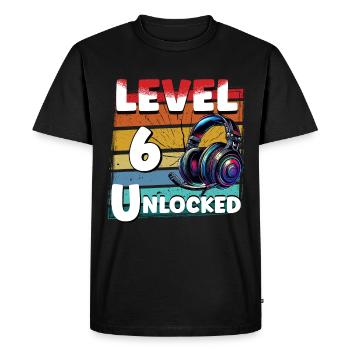 Gaming Birthday Niveau 6 Joueur débloqué - T-shirt Premium bio Homme - noir - Devant - Nico (187cm)