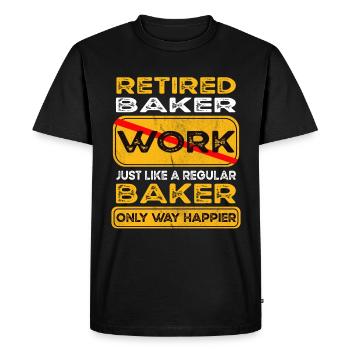 Le boulanger à la retraite n’est que plus heureux Retraité - T-shirt Premium bio Homme - noir - Devant - Nico (187cm)