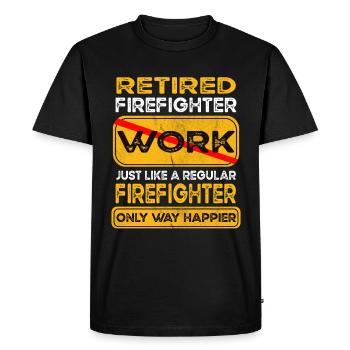Retirement firefighter only happier Retired - Men's Premium Organic T-Shirt - black - Front - Nico (187cm)