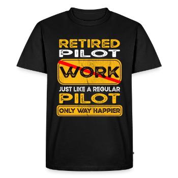 Le pilote à la retraite n’est que plus heureux Retraité - T-shirt Premium bio Homme - noir - Devant - Nico (187cm)
