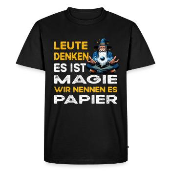 People Thinking Magic Paper Bookbinder - Men's Premium Organic T-Shirt - black - Front - Nico (187cm)