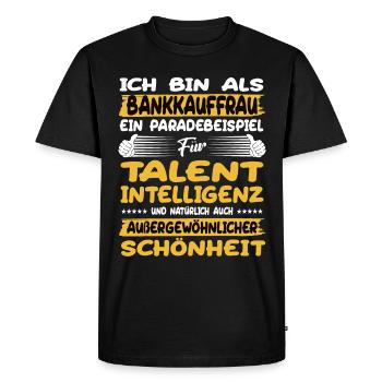L’employé de banque, un excellent exemple de talent - T-shirt Premium bio Homme - noir - Devant - Nico (187cm)