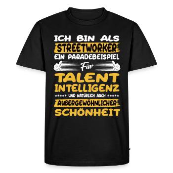streetworker a prime example of talent - Men's Premium Organic T-Shirt - black - Front - Nico (187cm)