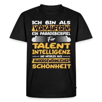 saleswoman a prime example of talent - Men's Premium Organic T-Shirt - black - Front - Nico (187cm)