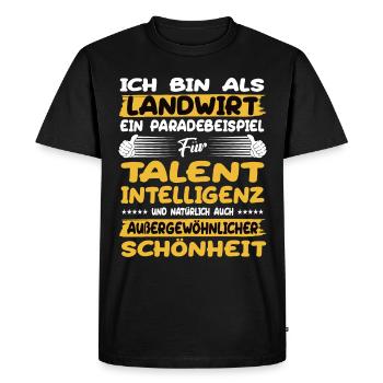 farmer a prime example of talent - Men's Premium Organic T-Shirt - black - Front - Nico (187cm)