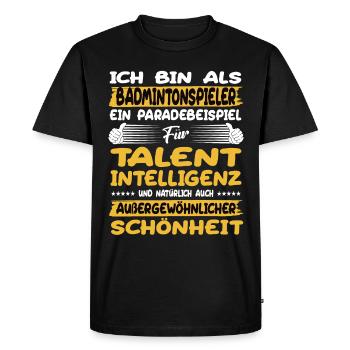 Badminton player a prime example of badminton - Men's Premium Organic T-Shirt - black - Front - Nico (187cm)
