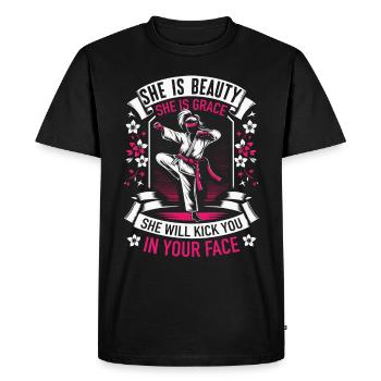 Karaté Karaté Combattant Arts martiaux - T-shirt Premium bio Homme - noir - Devant - Nico (187cm)