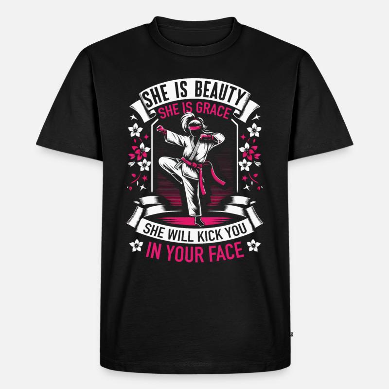 Karate Karatekämpfer Kampfkunst - Männer Premium Bio T-Shirt - Schwarz