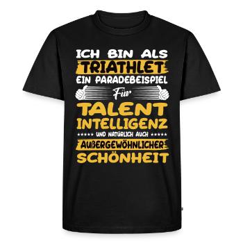 Le triathlète, un excellent exemple : le triathlète - T-shirt Premium bio Homme - noir - Devant - Nico (187cm)