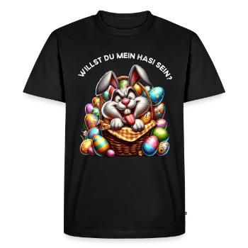 Lapin de Pâques Lapin Drôle Oeufs De Pâques Joyeuses Pâques - T-shirt Premium bio Homme - noir - Devant - Nico (187cm)