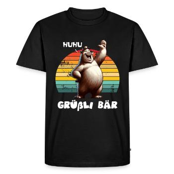 Greetings Bear Huhu Hello - Men's Premium Organic T-Shirt - black - Front - Nico (187cm)