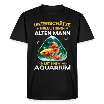 Ne sous-estimez jamais le vieil homme avec un aquarium - T-shirt Premium bio Homme - noir - Devant - Nico (187cm)